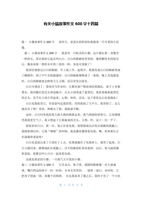 有关小猫故事作文600字十四篇