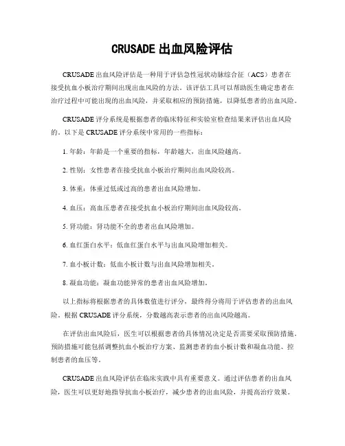 CRUSADE出血风险评估
