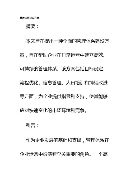 管理体系建设方案