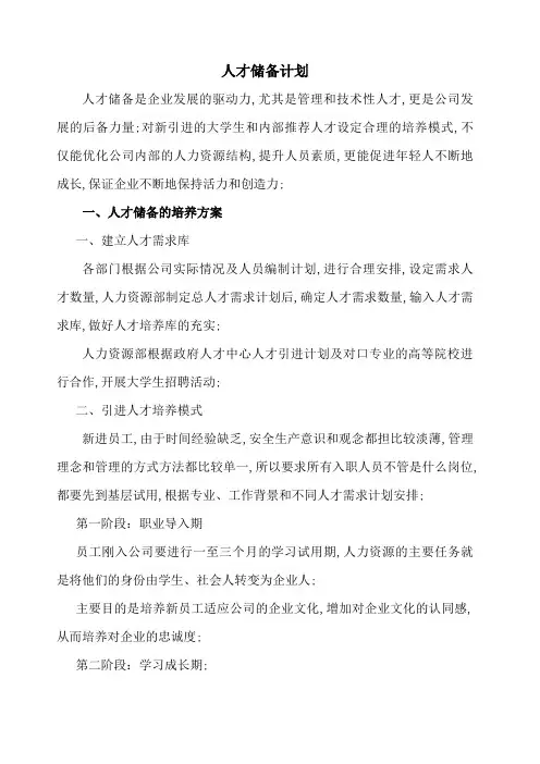 公司人才储备计划