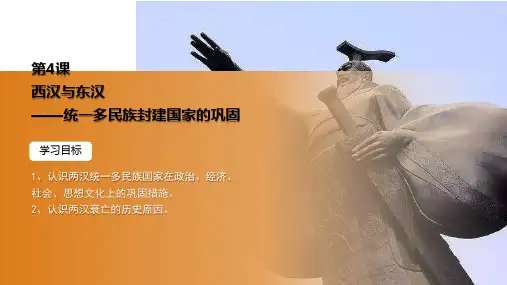 高中历史部编版必修中外史纲要上(2019版)第4课 西汉与东汉——统一多民族封建国家的巩固 课件