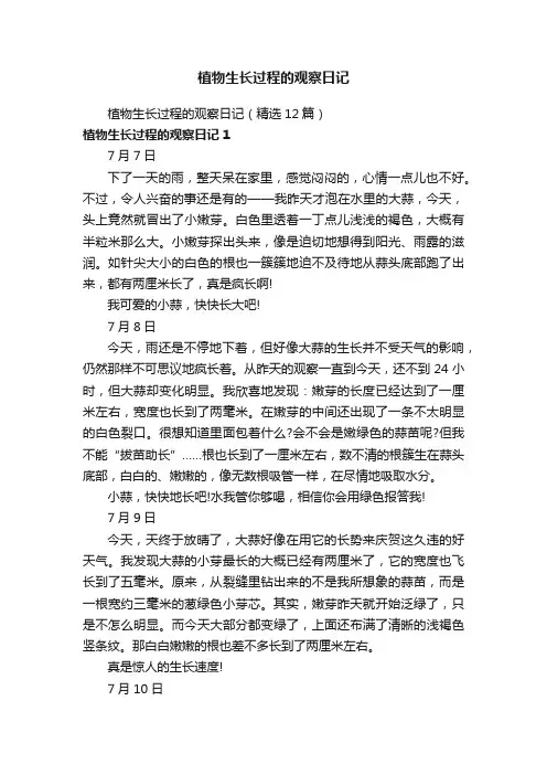 植物生长过程的观察日记（精选12篇）