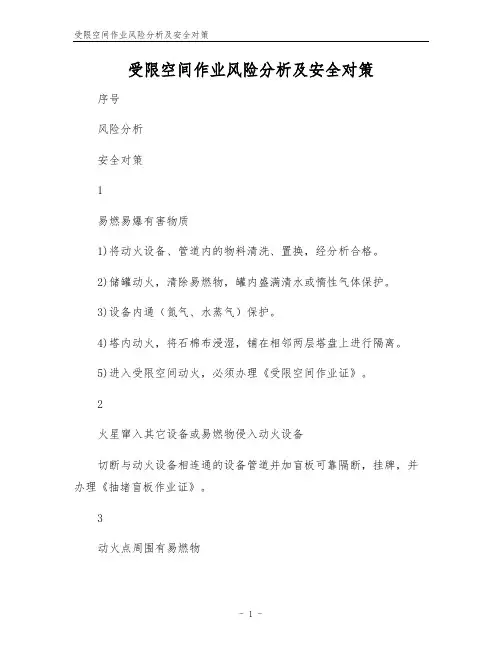 受限空间作业风险分析及安全对策