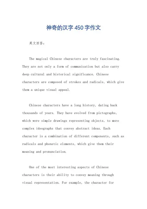 神奇的汉字450字作文