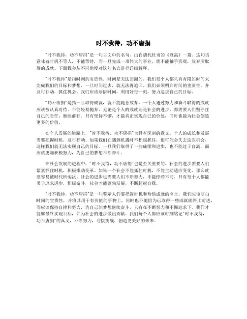 时不我待,功不唐捐