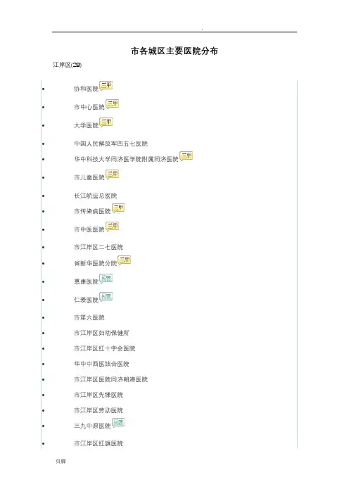 武汉主要医院分布