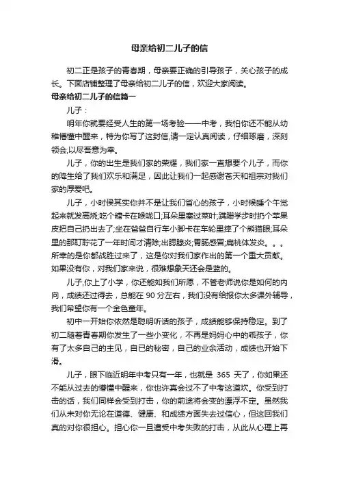 母亲给初二儿子的信