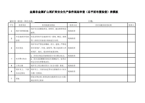 金属非金属矿山尾矿库安全生产条件现场审查(总平面布置检查)表模板