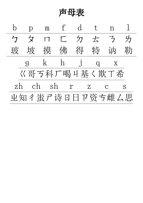 拼音汉字表