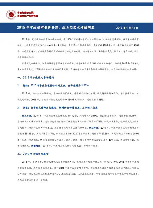 宁波房地产市场快报(2015年)