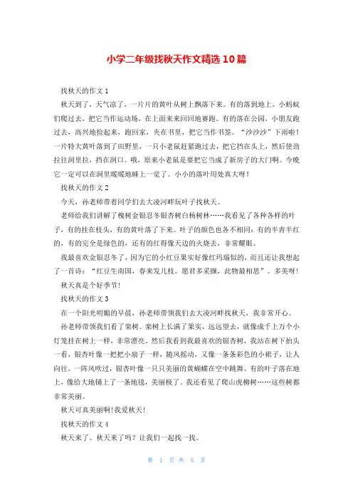 小学二年级找秋天作文精选10篇