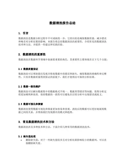 数据清洗报告总结