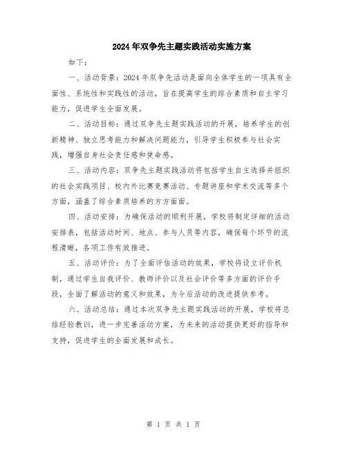 2024年双争先主题实践活动实施方案