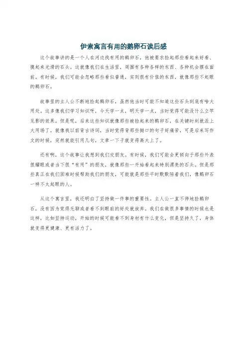 伊索寓言有用的鹅卵石读后感