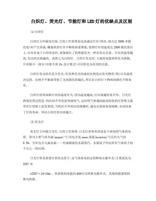 白炽灯、荧光灯、节能灯和LED灯的常识