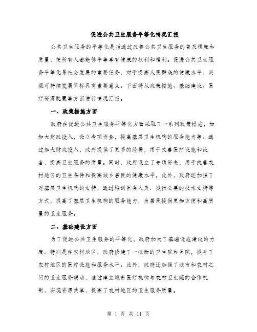 促进公共卫生服务平等化情况汇报(4篇)