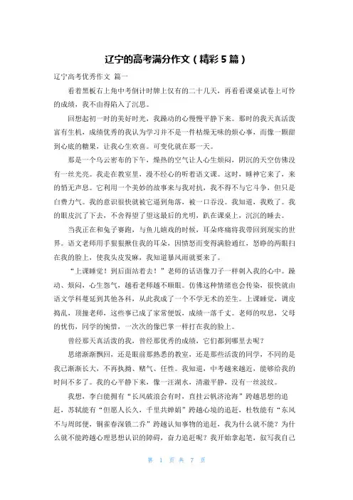 辽宁的高考满分作文(精彩5篇)