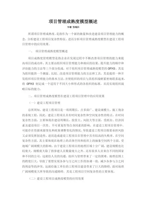 项目管理成熟度模型概述