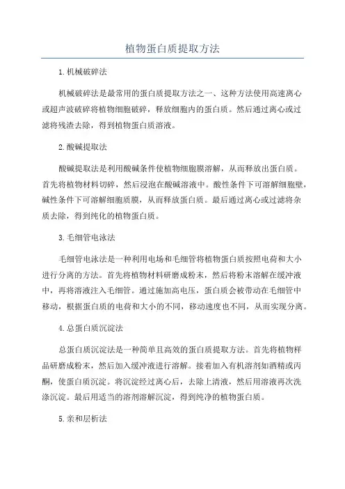 植物蛋白质提取方法