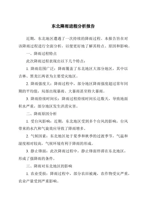 东北降雨进程分析报告