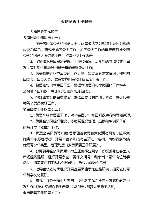乡镇团委工作职责
