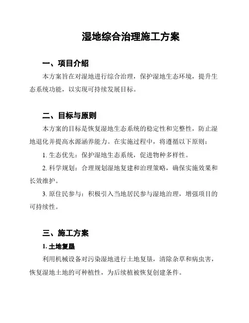 湿地综合治理施工方案