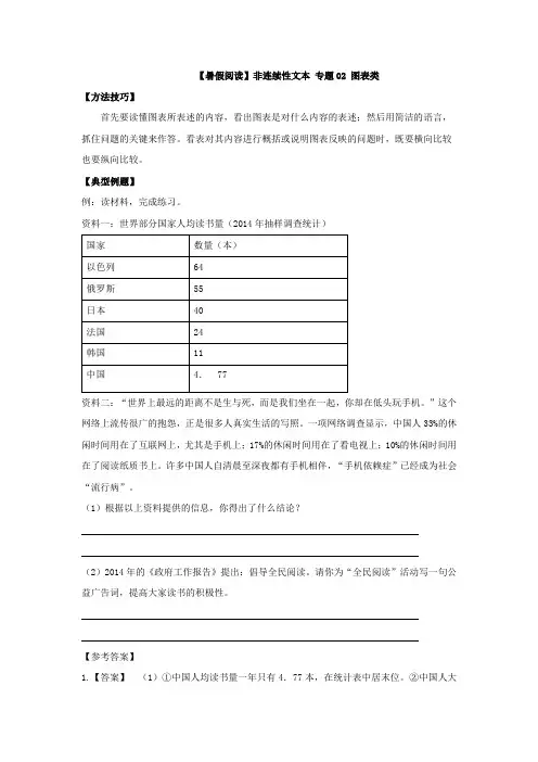 【暑假阅读】小升初非连续性文本阅读衔接讲义 专题02 图表类(有答案解析)