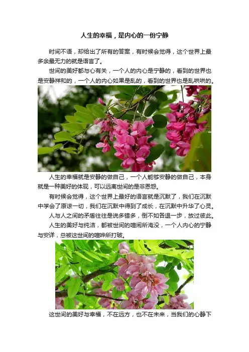 人生的幸福，是内心的一份宁静