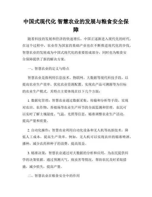 中国式现代化 智慧农业的发展与粮食安全保障