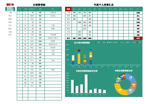 个人消费记录表Excel图表