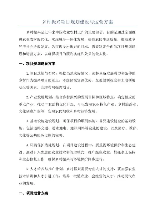 乡村振兴项目规划建设与运营方案