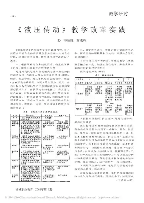 《液压传动》教学改革实践