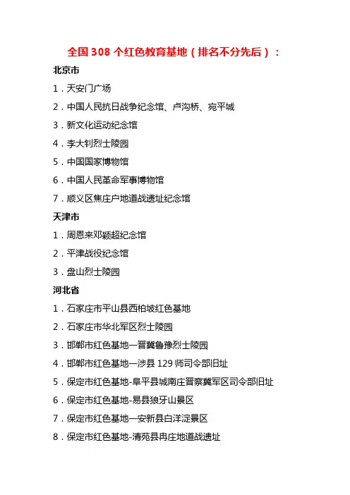 全国308个红色教育基地