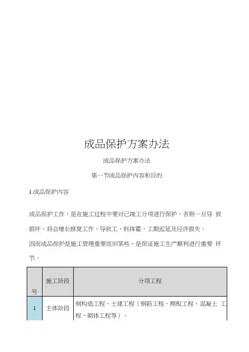 成品保护专项方案及专项措施