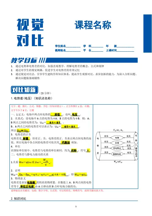 A4-高中物理选修3-1-电势差