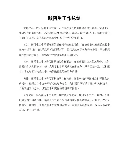 酸再生工作总结