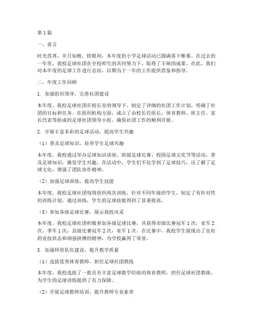 小学足球年度总结范文(3篇)