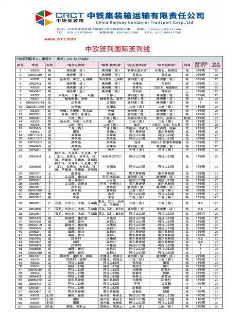 中欧班列国际班列线