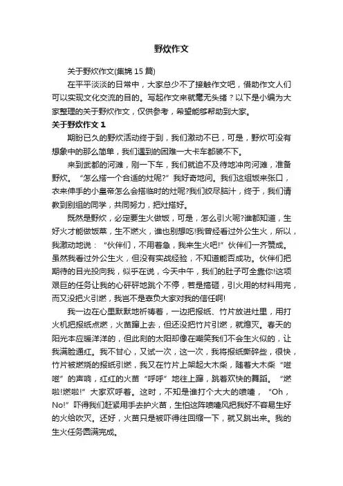 关于野炊作文（集锦15篇）