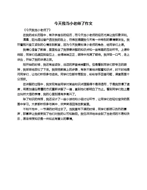 今天我当小老师了作文