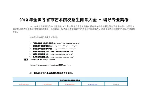 2012年全国各省市艺术院校招生简章大全