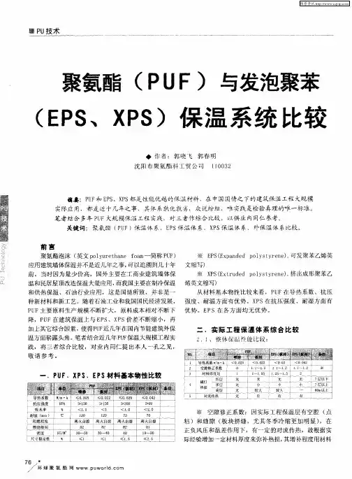 聚氨酯(PUF)与发泡聚苯(EPS、XPS)保温系统比较