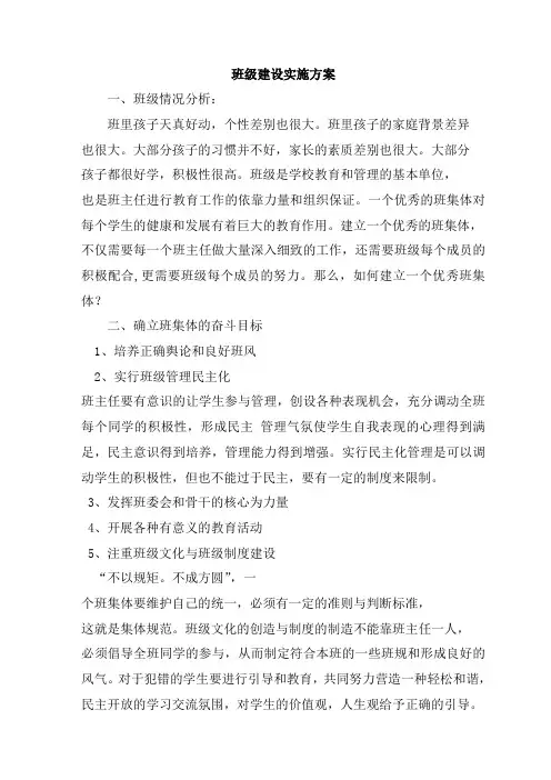 班级建设方案