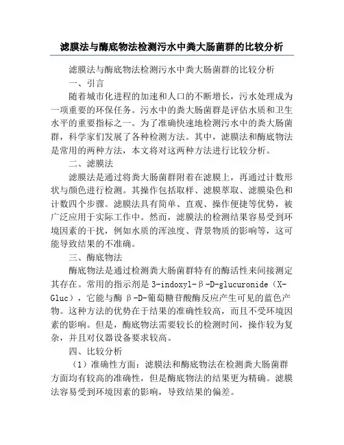 滤膜法与酶底物法检测污水中粪大肠菌群的比较分析