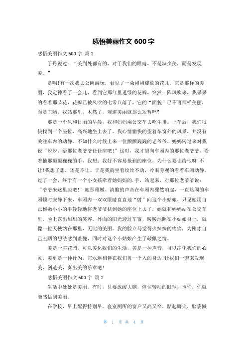 感悟美丽作文600字