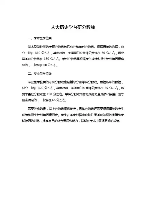 人大历史学考研分数线