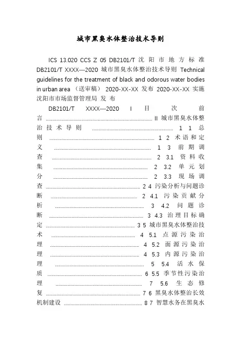 城市黑臭水体整治技术导则