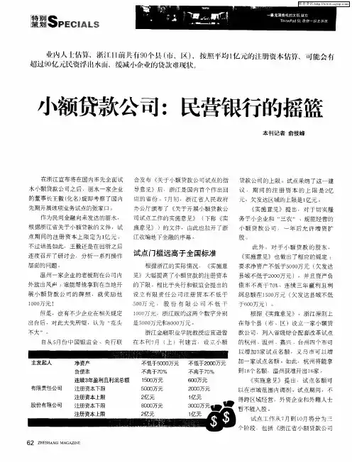 小额贷款公司：民营银行的摇篮