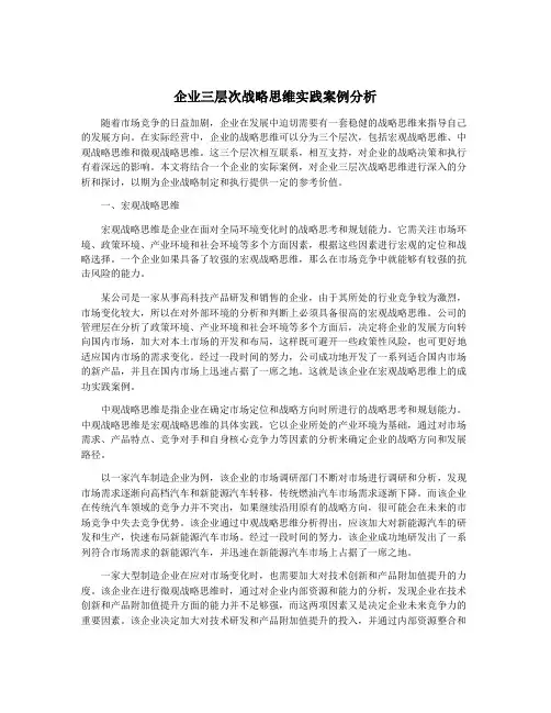企业三层次战略思维实践案例分析