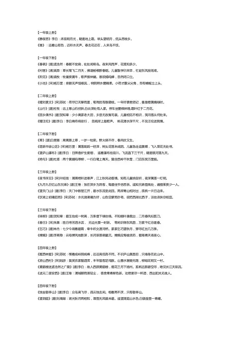 (完整word版)一至六年级诗词大全,推荐文档